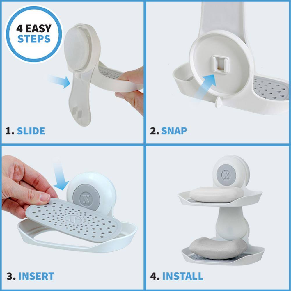 SlipX Solutions Suction Cup Double Soap Saver in White 14015-1