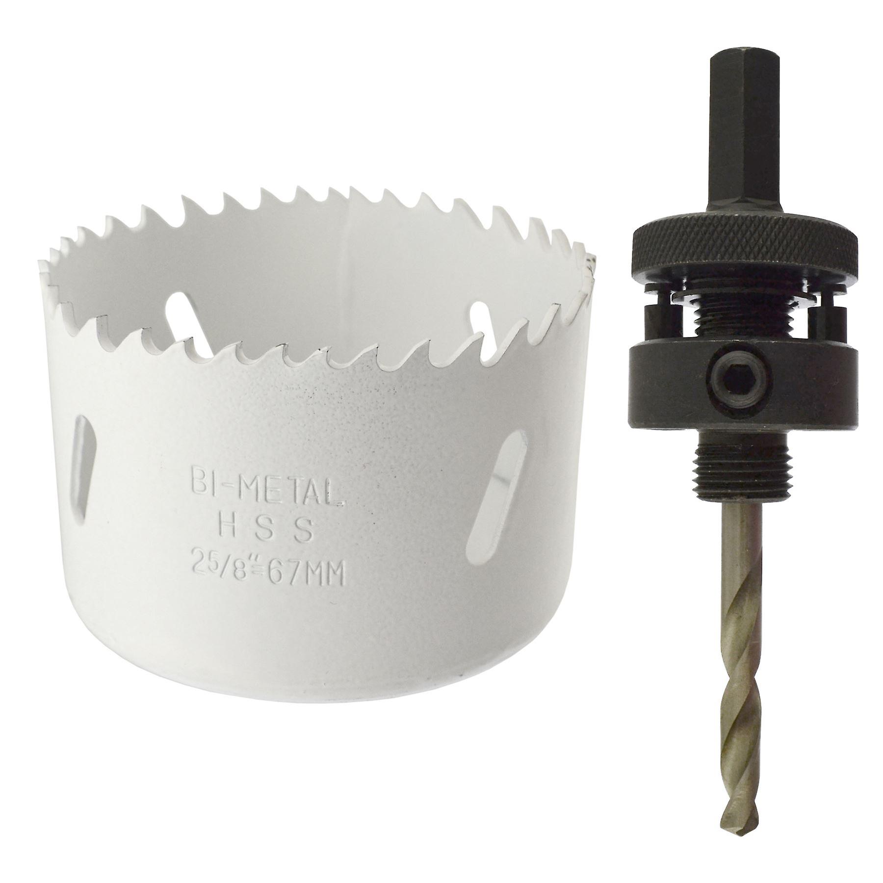 67mm HSS Hole Saw Holesaw Bi-Metal Blade Cutter Drill And Drill Adaptor Arbor