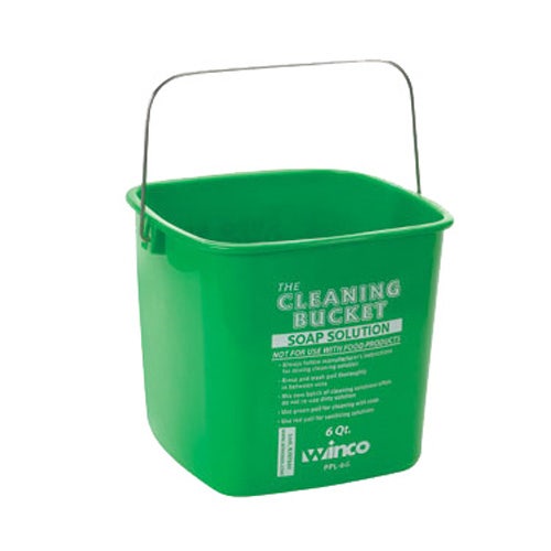 Winco PPL-6G 6qt Cleaning Bucket， Green Soap Solution