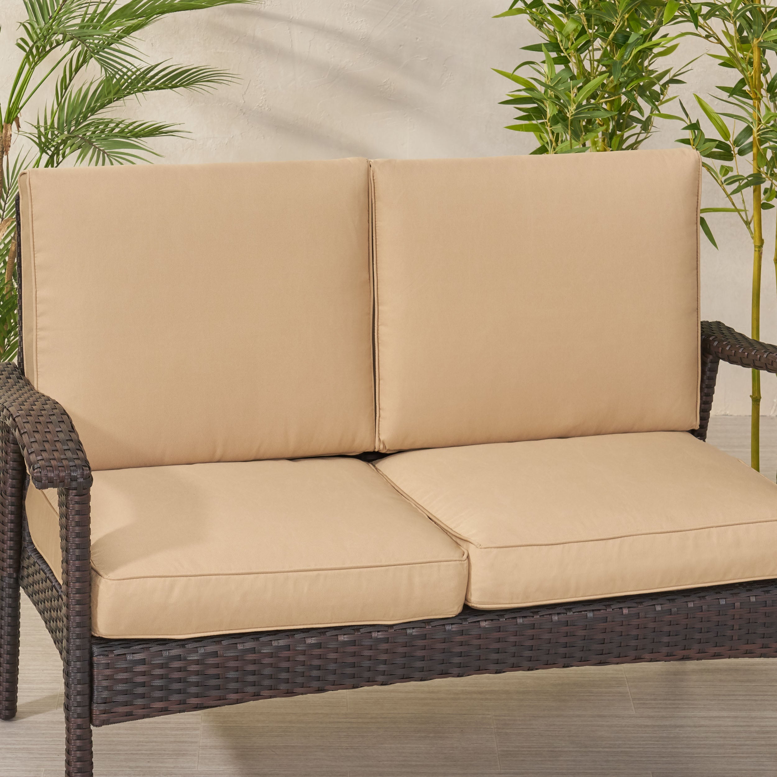 Atiyah Outdoor Water Resistant Fabric Loveseat Cushions with Piping