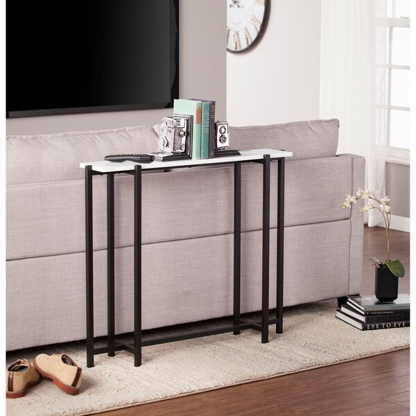 SEI Furniture Hedley Black w/ White Contemporary Narrow Console Table