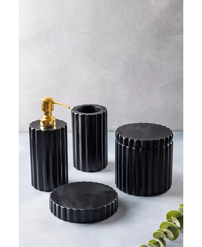 GAURI KOHLI Roksana Black Marble Bath Accessories Set of 4