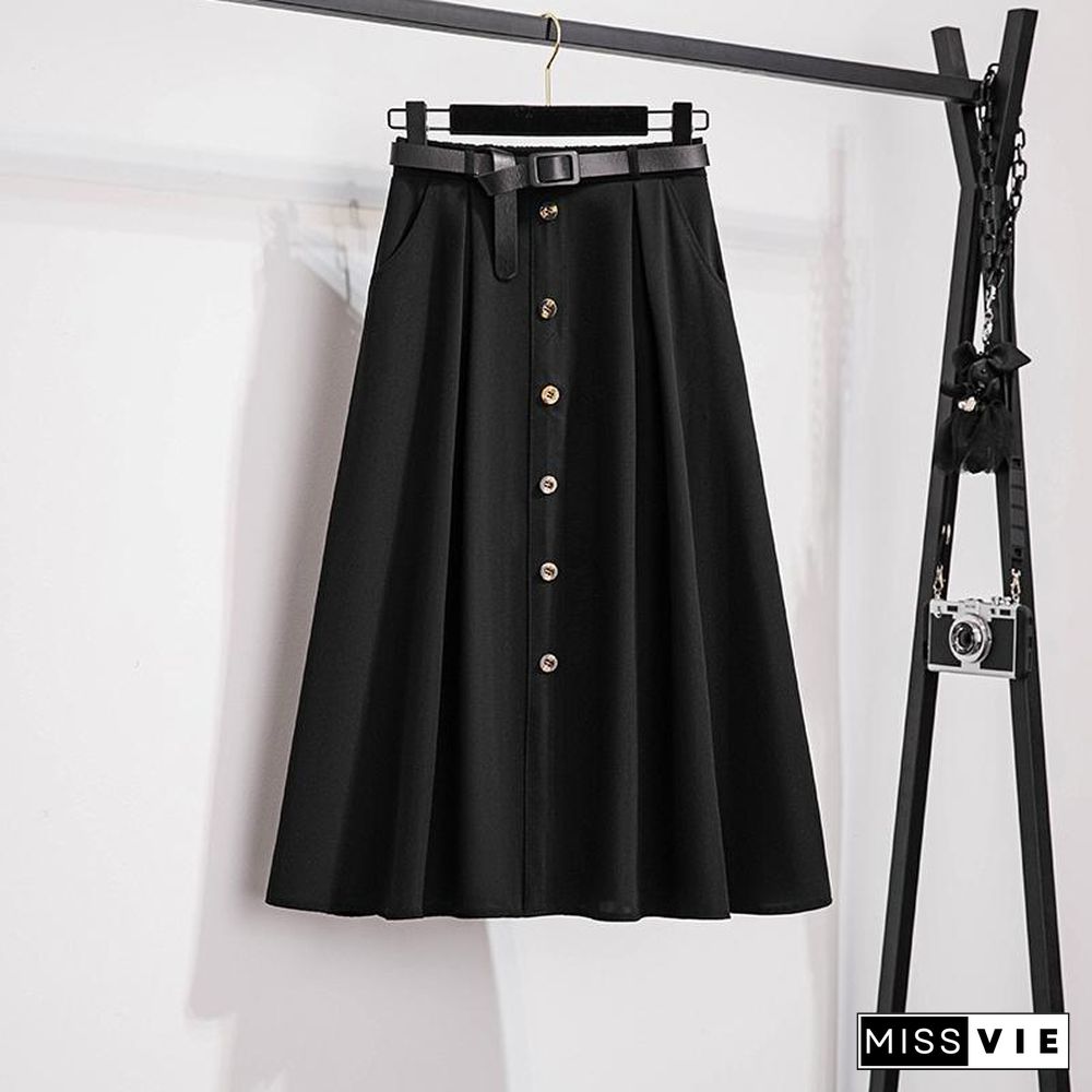 Fashion V-Collar Blouse+Belt Skirt P11743