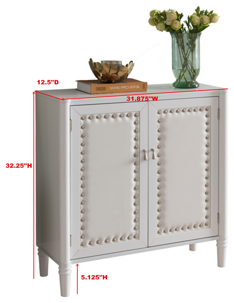 Belinda 2 Door Accent Display Cabinet With Storage Shelf  Faux Leather   Traditional   Accent Chests And Cabinets   by Pilaster Designs  Houzz