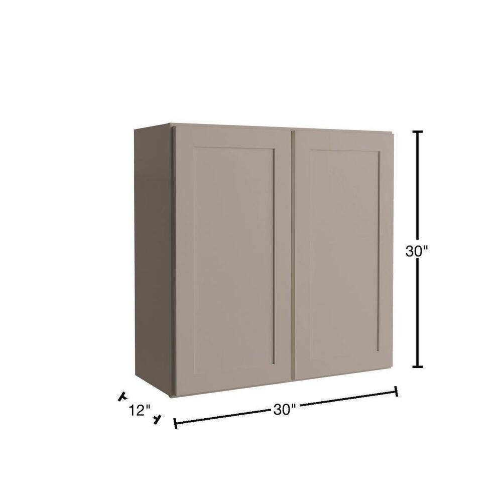 Hampton Bay Courtland Shaker Assembled 30 in. x 30 in. x 12 in. Stock Wall Kitchen Cabinet in Sterling Gray Finish W3030-CSG