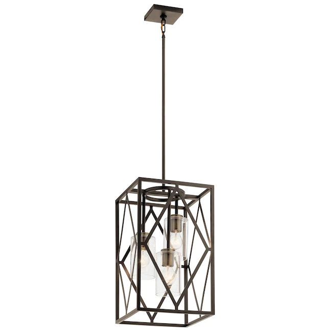 Kichler 82316 Solander 3-Light Olde Bronze Traditional Clear Glass Geometric Pendant Light