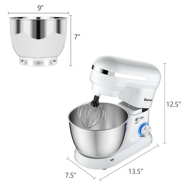 4.8 Qt 8-speed Electric Food Mixer with Dough Hook Beater - 13.5