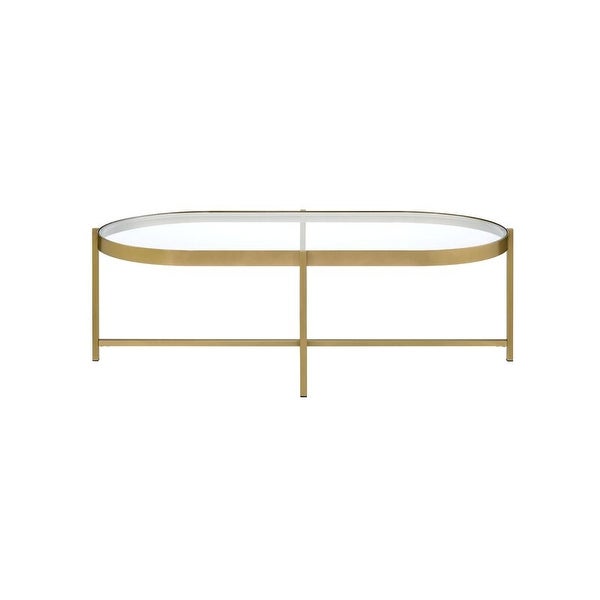 Oval Glass Coffee Table with Gold Finish