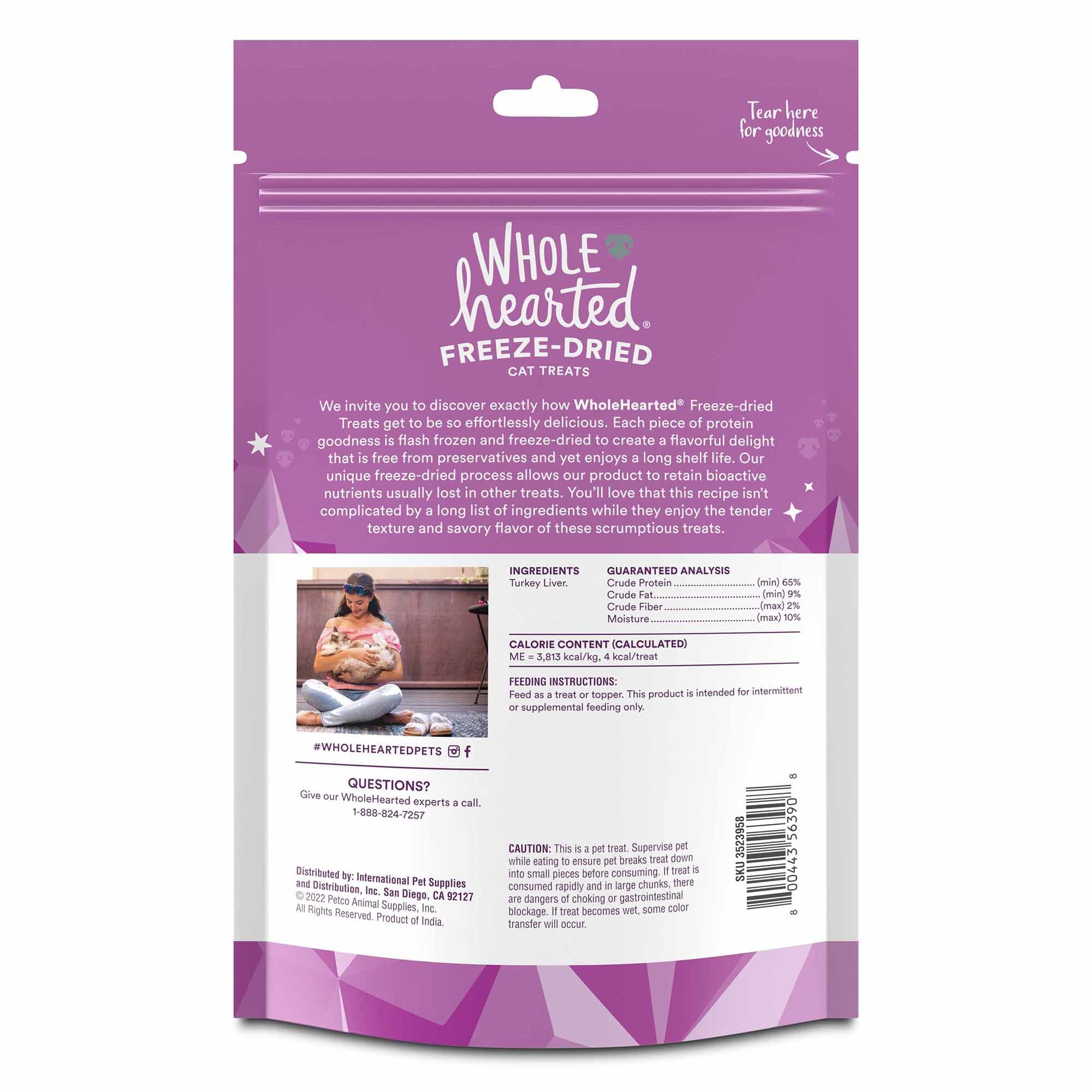 WholeHearted Turkey Liver Freeze-Dried Cat Treats， 2 oz.