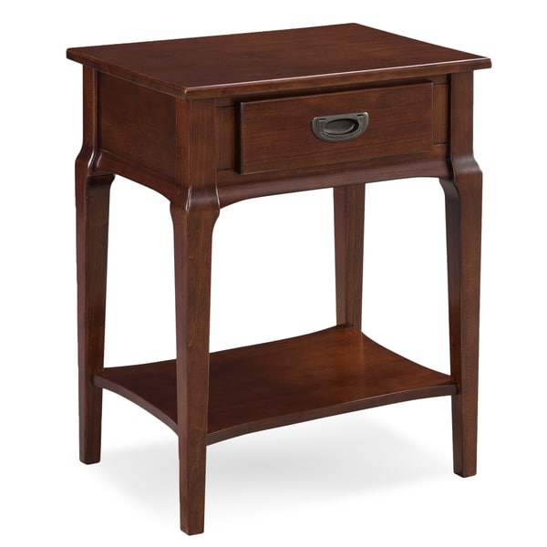 KD Furnishings Chocolate Cherry Wood Side Table with Drawer