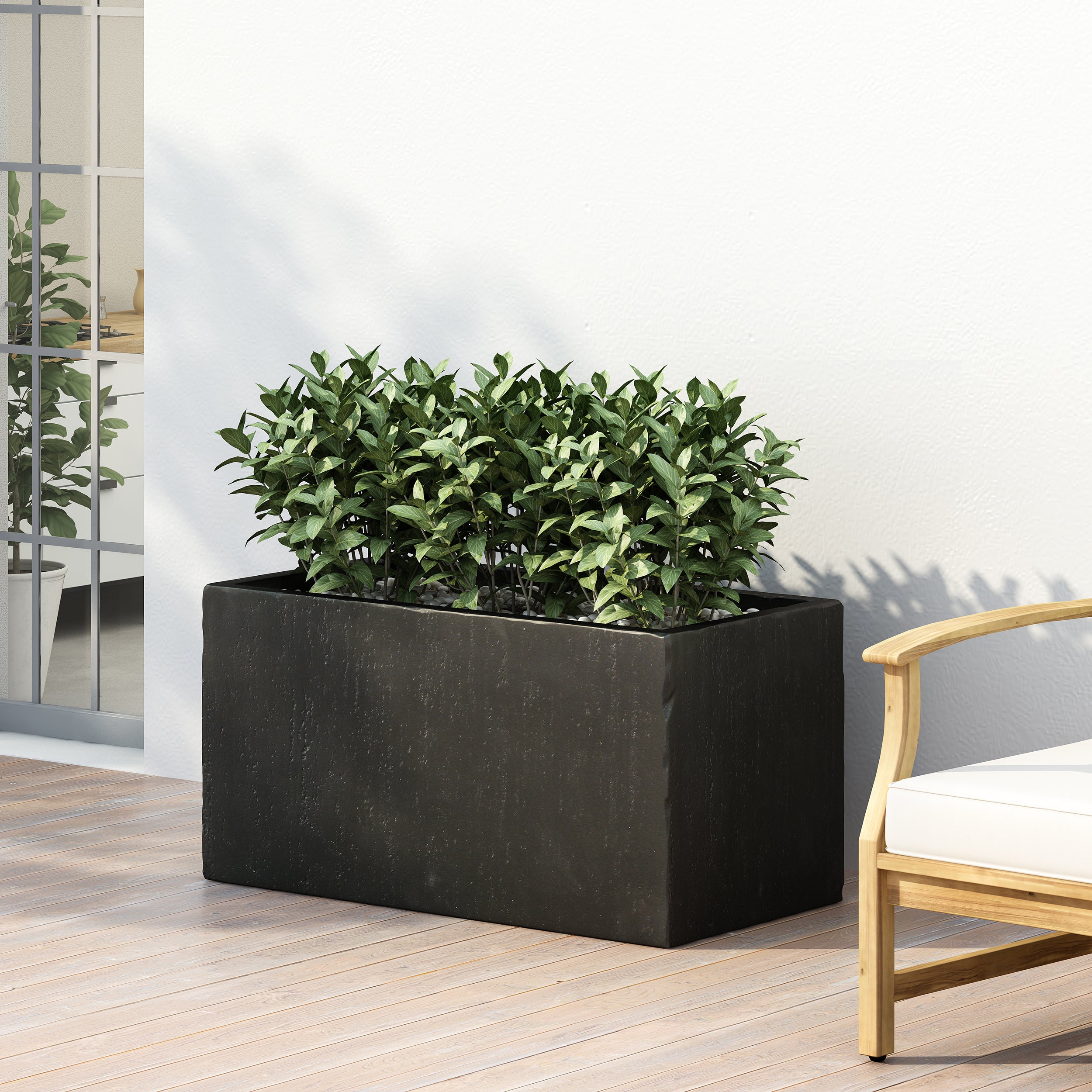 Fardeen Outdoor Modern Cast Stone Rectangular Planter