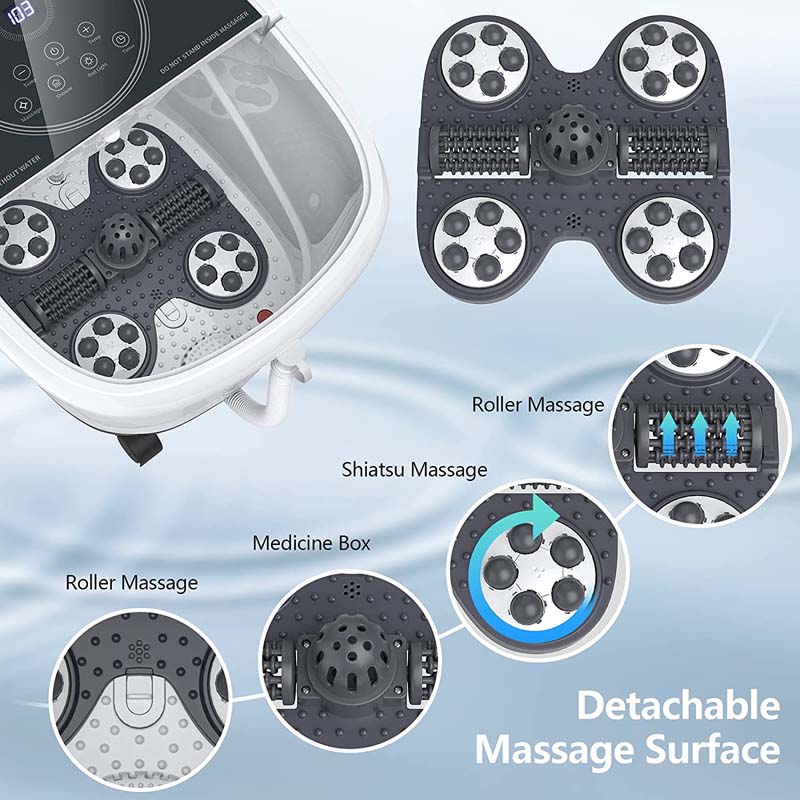 Foot Spa Bath Massager Pedicure Spa Tub with Heat, 2 Rollers, 4 Shiatsu Massagers, Temperature Control, Timer, 3-Angle Shower