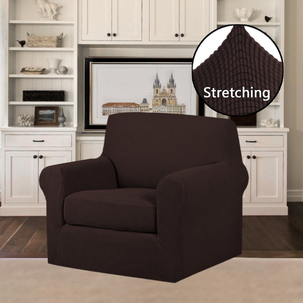 PrimeBeau 2 Piece Jacquard Stretchy Slicpver Chair Size   7565