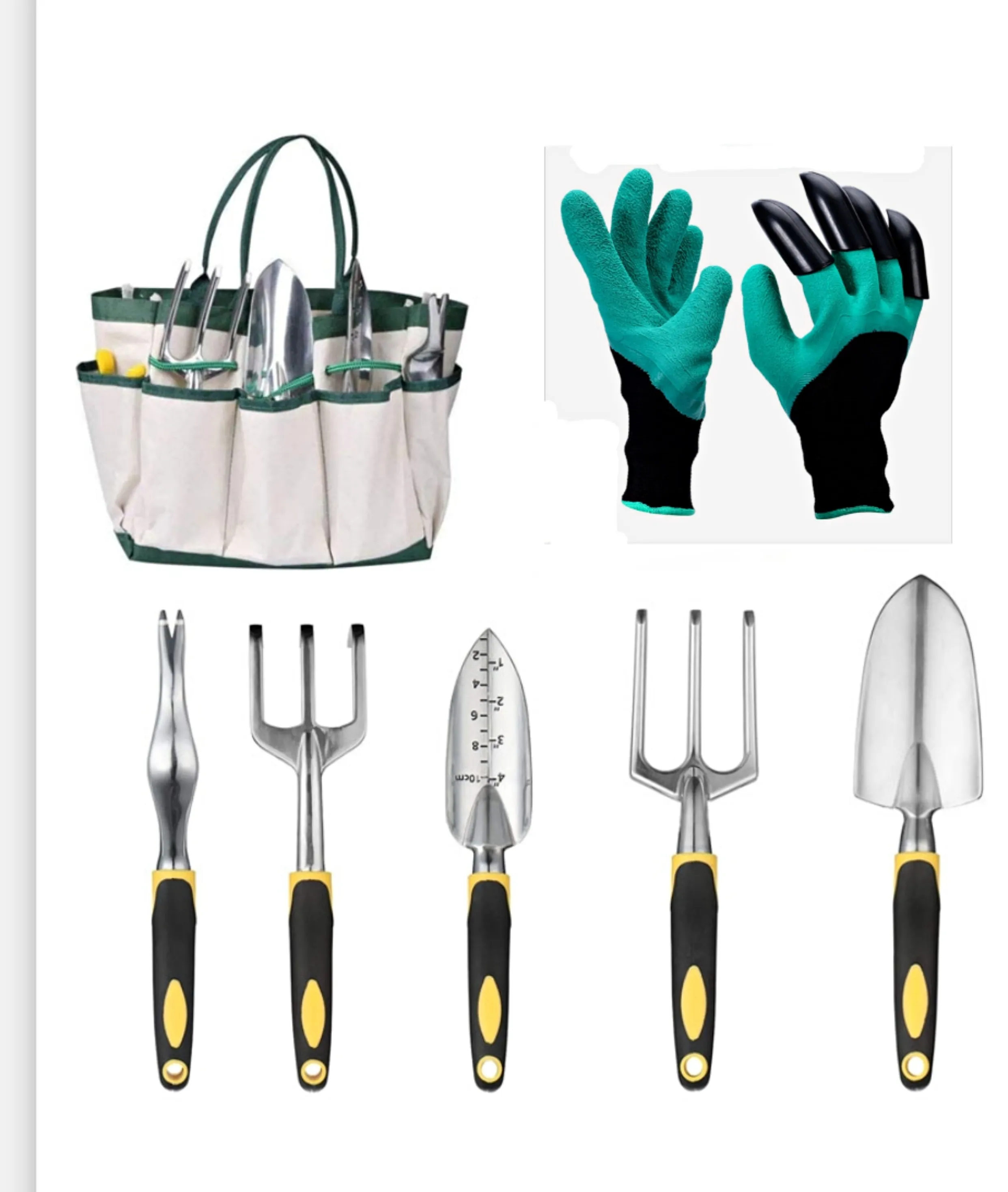 Garden Tools Set Kit Pruner Digging Supplies Lady Hand Tools Sets With Bag Rubber Handle Aluminum