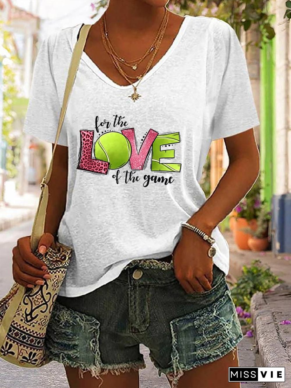 Women's Tennis Printed Casual T-shirt