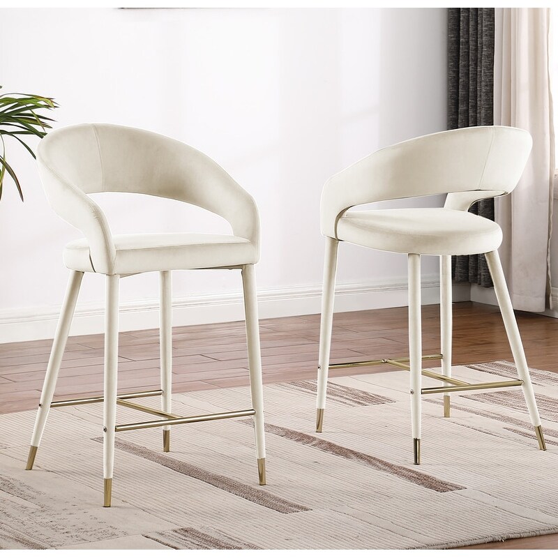 Best Master Furniture Samson Contemporary Velvet Upholstered Bar Stool with Gold Accent (Set of 2)