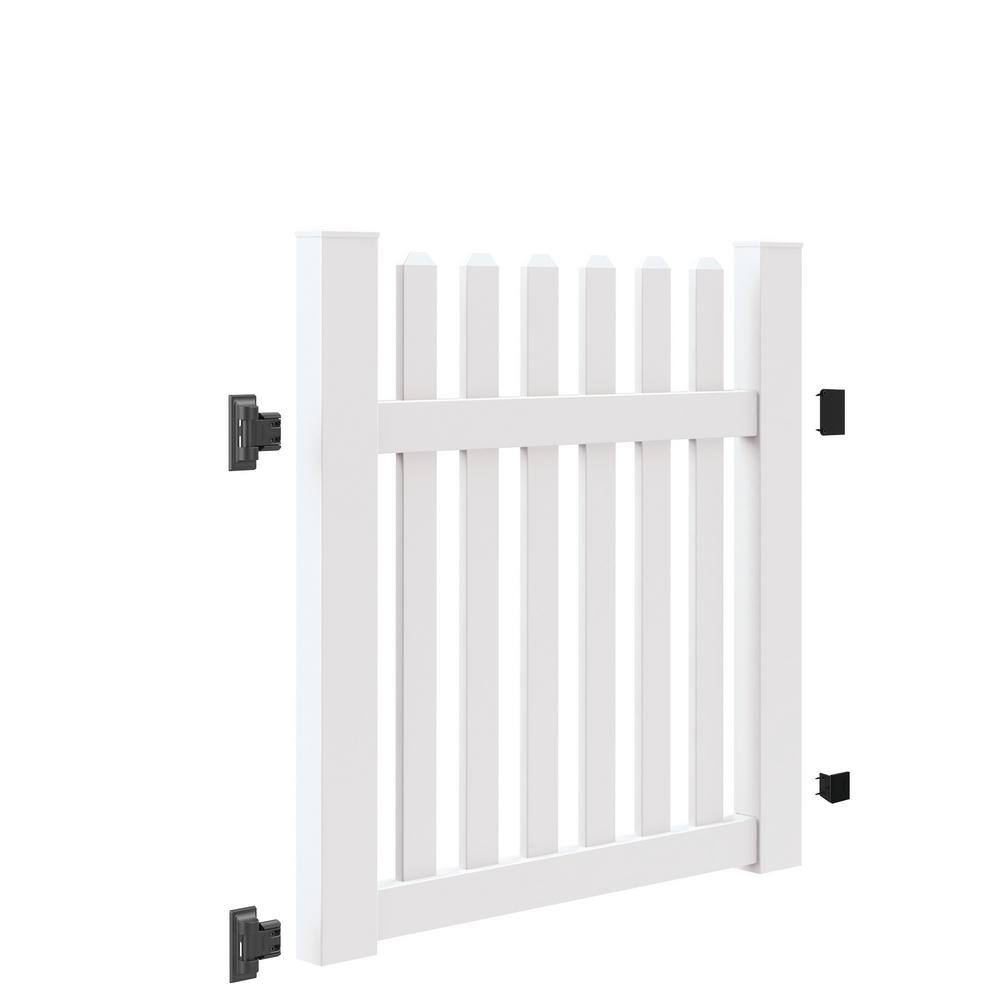 Barrette Outdoor Living Seneca Straight 4 ft. W x 4 ft. H White Vinyl Un-Assembled Fence Gate 73025377