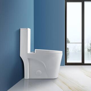 SJ STARJANE Arlon 1-Piece 1.1 GPF1.6 GPF Dual Flush Elongated Toilet in Glossy White T01-W