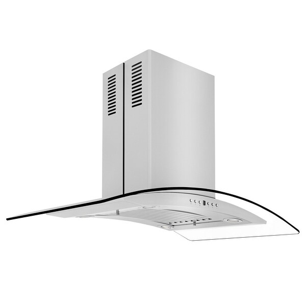 ZLINE Convertible Vent Island Mount Range Hood in Stainless Steel and Glass