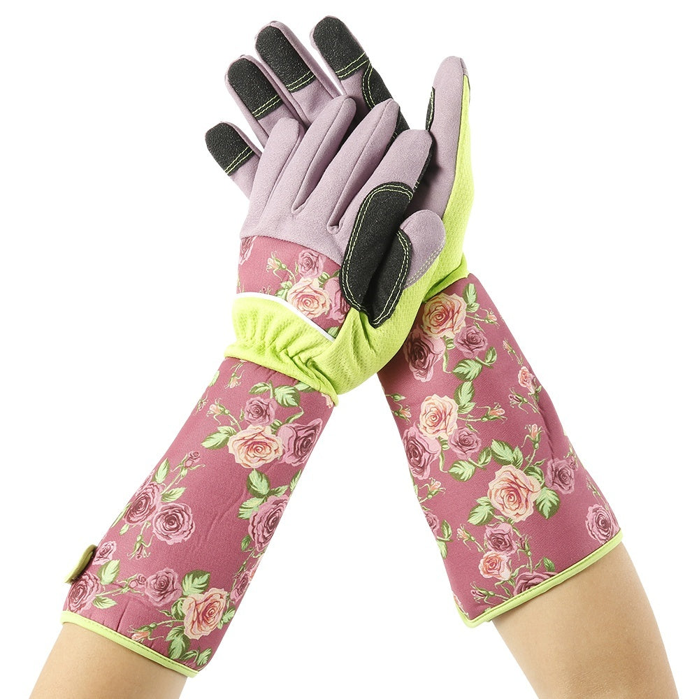 Willstar Thorn Proof Ladies Garden Gauntlet with Long Sleeves Long Gardening Gloves for Women Arms Elbow Protective Long Thorn Proof Garden Gloves for Rose Pruning