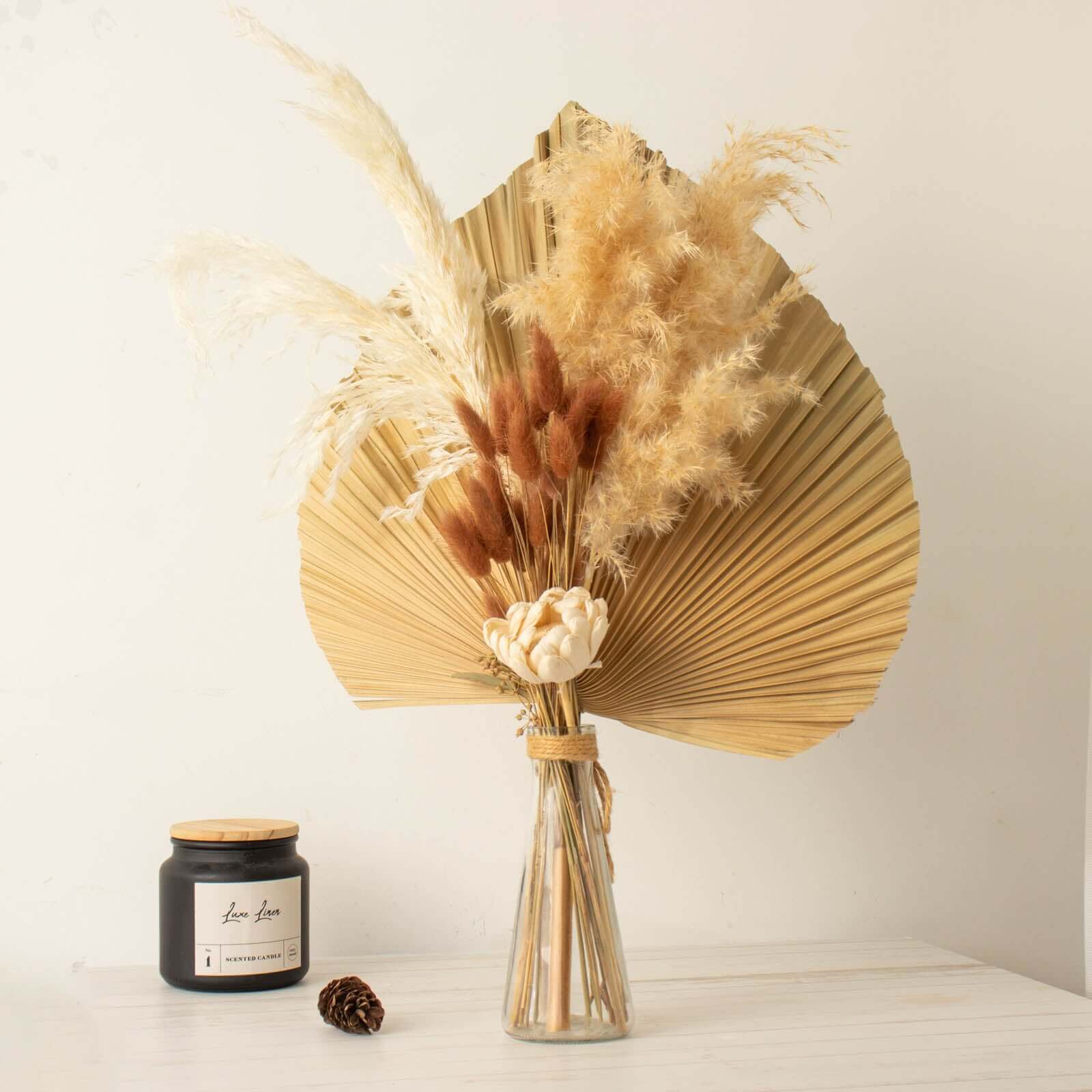 50 Pack Brown Rabbit Tail Dried Pampas Grass Flower Bouquets, Boho Stem Arrangements 15