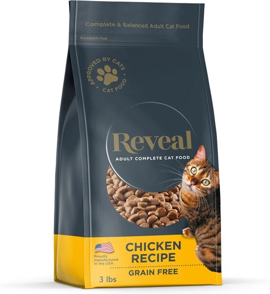 Reveal Natural Complete and Balanced Grain Free Chicken Recipe Dry Cat Food， 3-lb bag