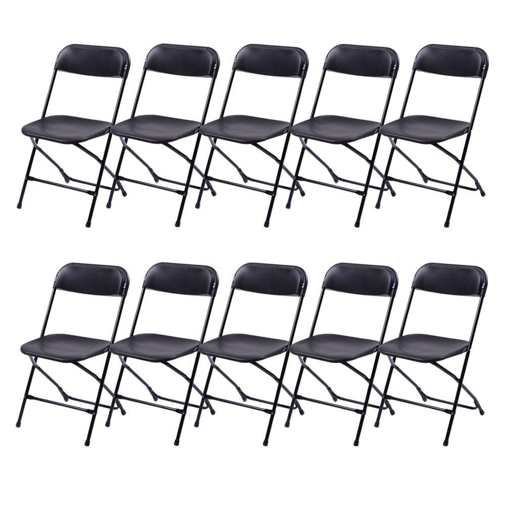 UBesGoo 10-Pack Folding Chair Plastic for Outdoors Black