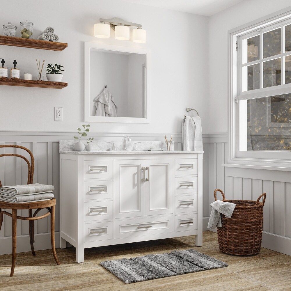 TimelessChic 48 in Undermount Single Sink Bathroom Vanity with Carrara Natural Marble Top