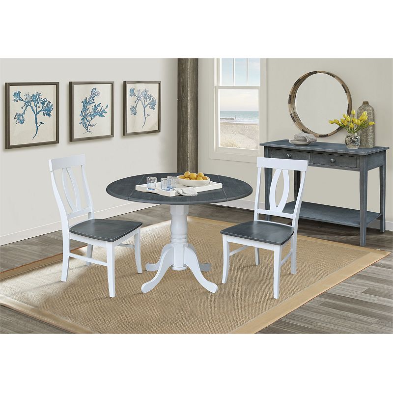 International Concepts Dual Drop Leaf Dining Table and Chair 3-piece Set