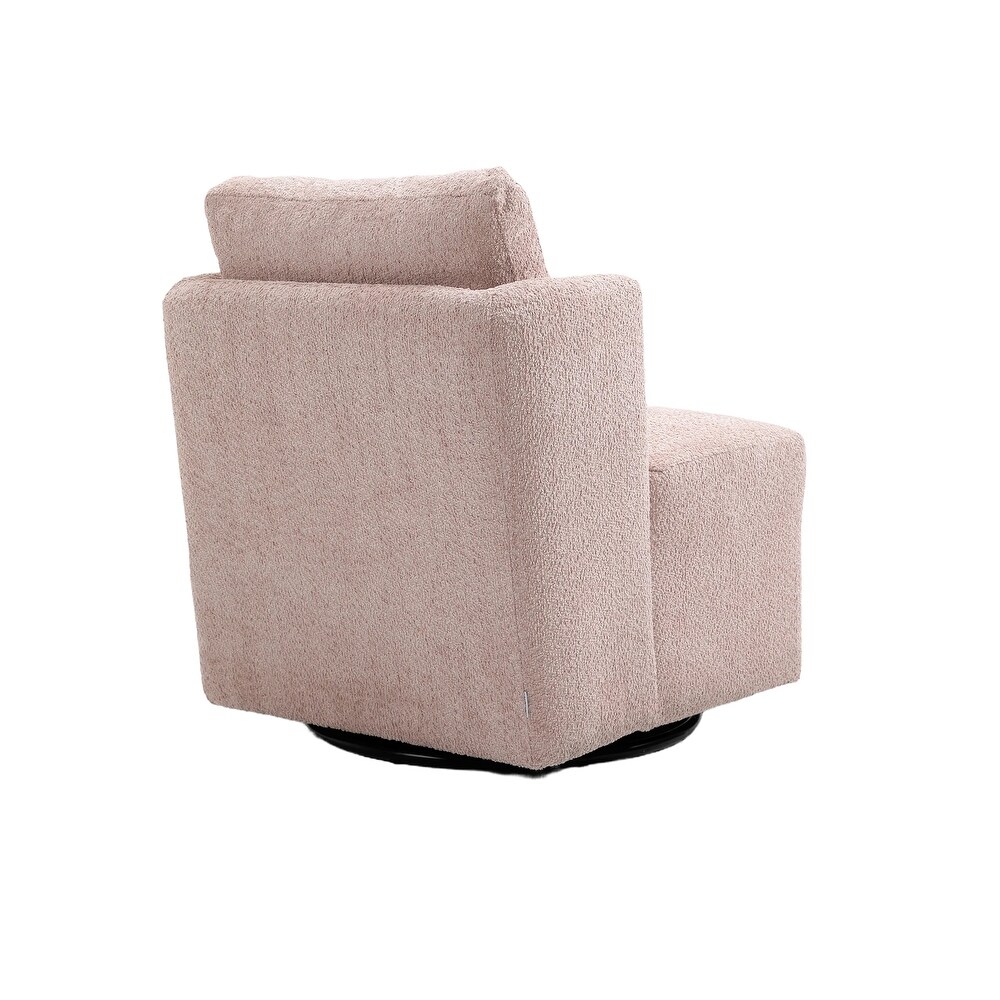 Chenille Upholstered 360 Degree Swivel Barrel Chair For Living Room Bedroom