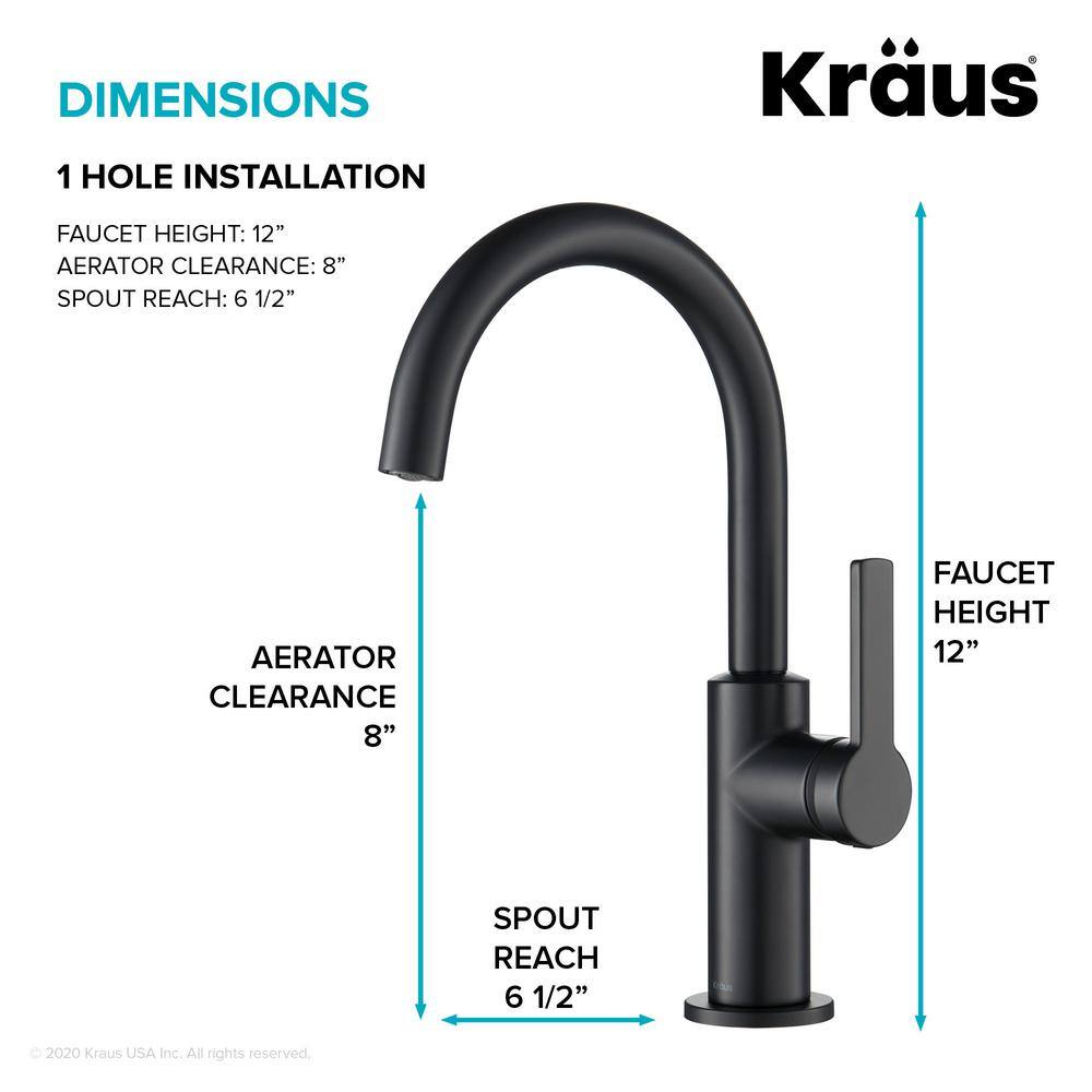 KRAUS Oletto Single-Handle Kitchen Bar Faucet in Matte Black KPF-2822MB