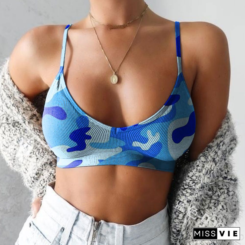 Crop Top Women's Camouflage Camisole Underwear Without Steel Ring Summer Wild Sexy Backless Tube Top Female Casual Tank Top