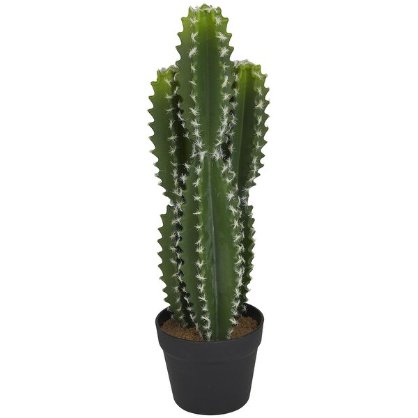 Faux Foliage Cactus Artificial Plant with Realistic Leaves and Black Round Pot