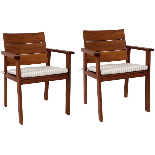 Nelson 2pc Patio Eucalyptus Wood Dining Chair Set International Home Miami