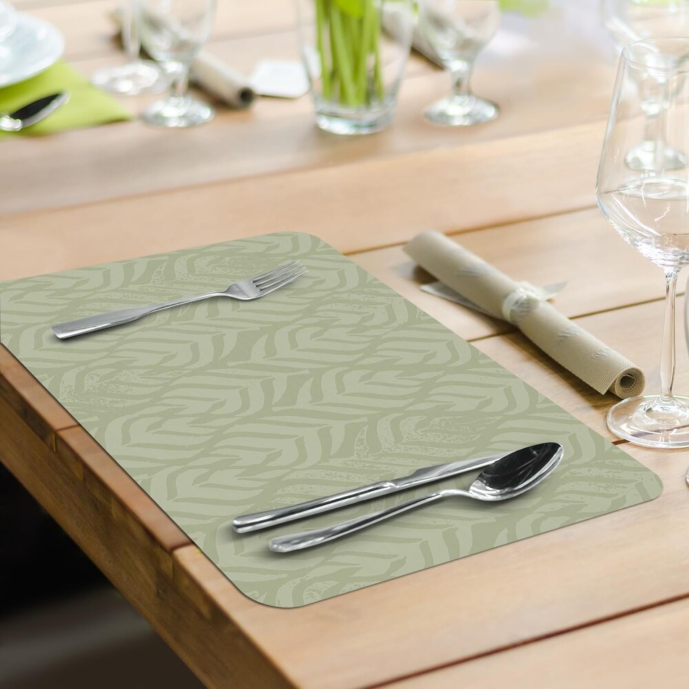 Modern Farmhouse 4 Pack Reversible Easy Care Flexible Plastic Placemats Made in The USA BPA Free Easily Wipes Clean