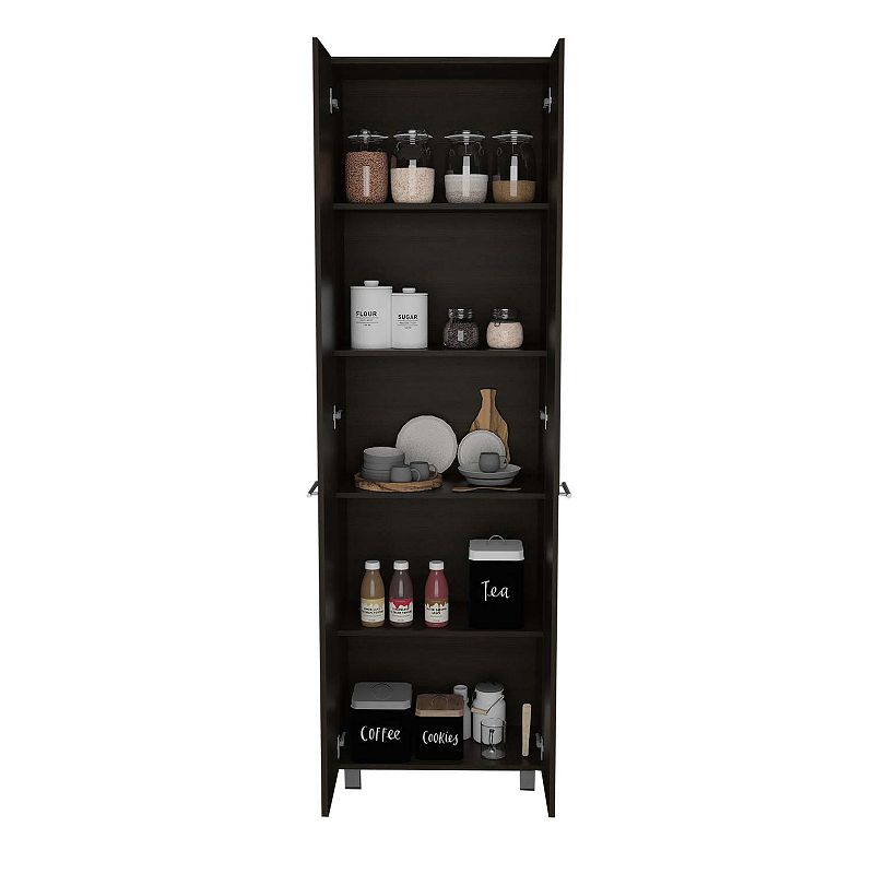 Pensacola， Double Door Pantry cabinet， Five Interior Shelves