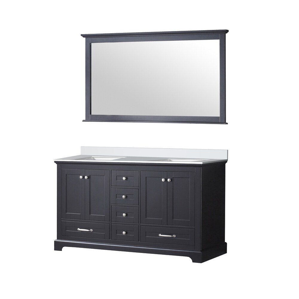 Dukes 60 in. W x 22 in. D White Double Bath Vanity  Cultured Marble Top  and 58 in. Mirror