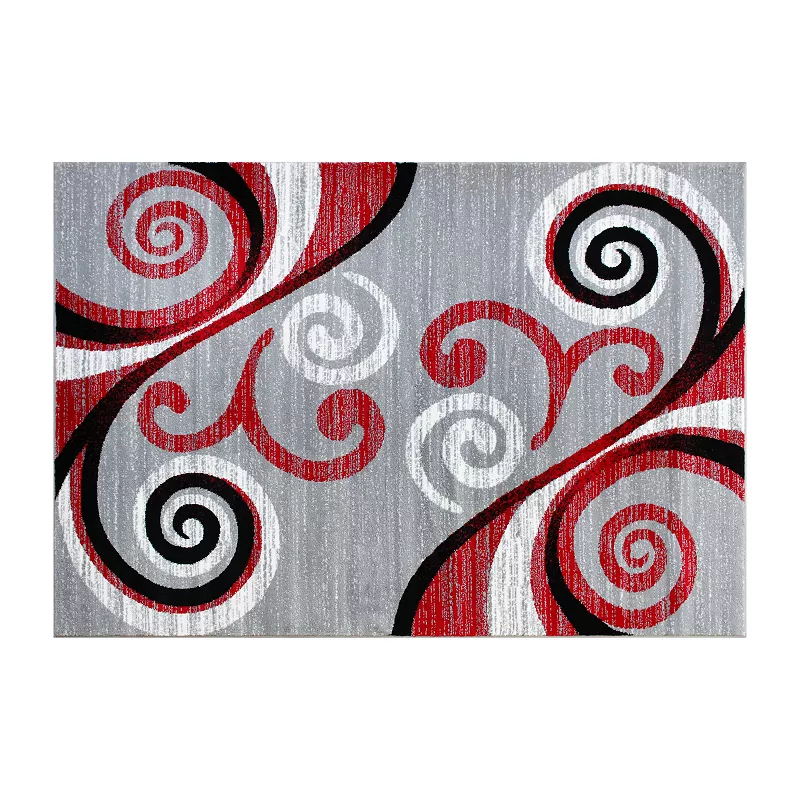 Masada Rugs Masada Rugs Stephanie Collection 5'x7' Area Rug with Modern Contemporary Design in Red， Gray， Black and White - Design 1100