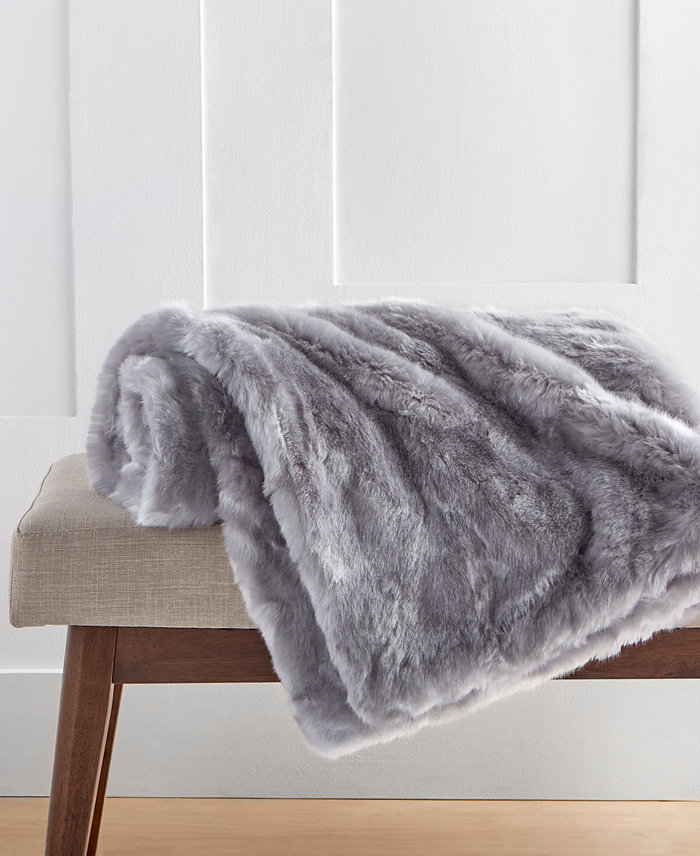 Hotel Collection Lynx Oversized Faux Fur Throw， 58