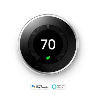 Google Nest Learning Thermostat - Smart Wi-Fi Thermostat - Polished Steel T3019US