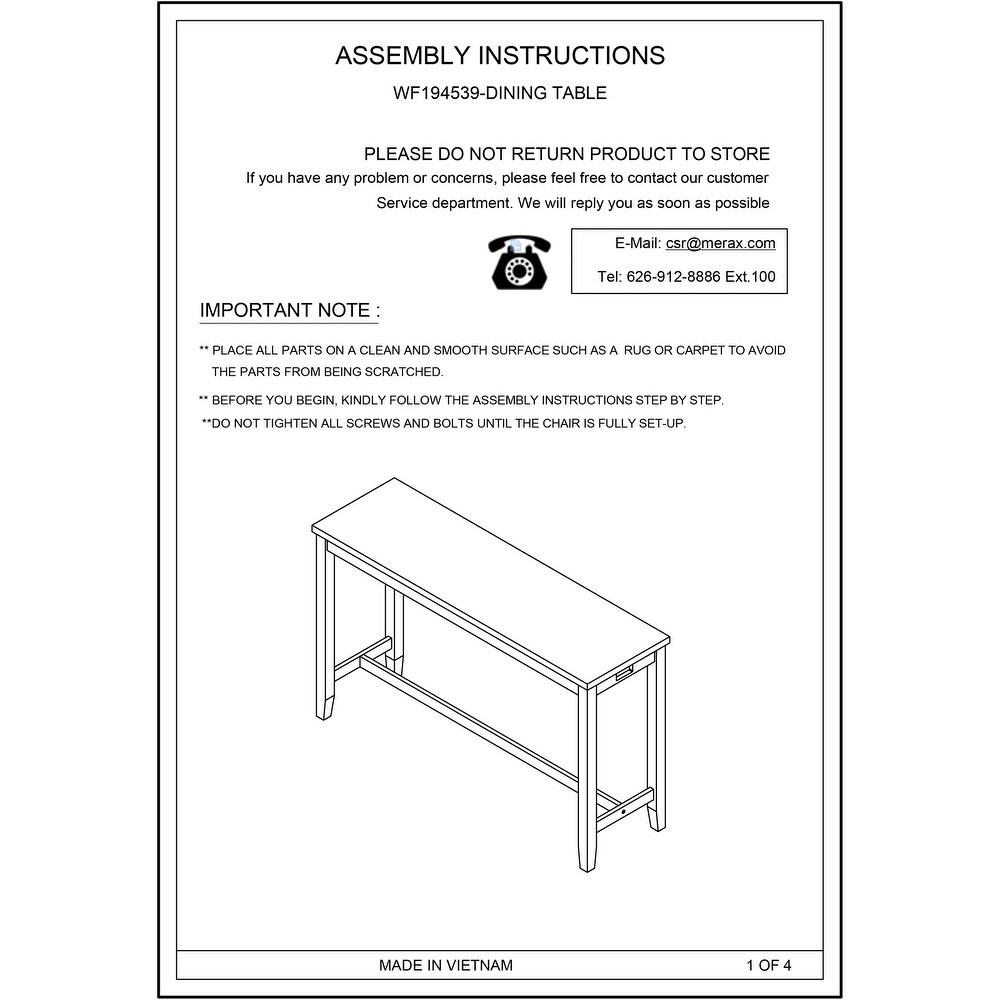 4 Pieces Counter Height Table with Fabric Padded Stools