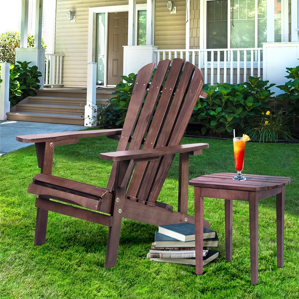 Solid Wood Adirondack Chair   Premium Outdoor Patio Furniture for Backyard  Garden  Lawn  Porch