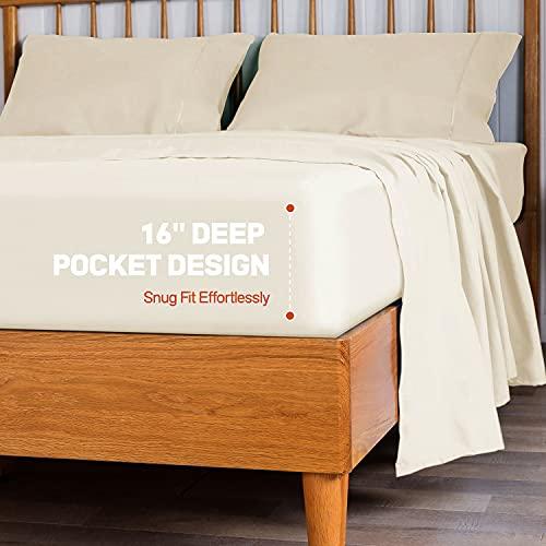 6 PC Hotel Premium Extra Soft 1800-Thread Deep Pockets, Hypoallergenic, Wrinkle & Fade & Stain Resistant Cooling Bedding Sheets King Size