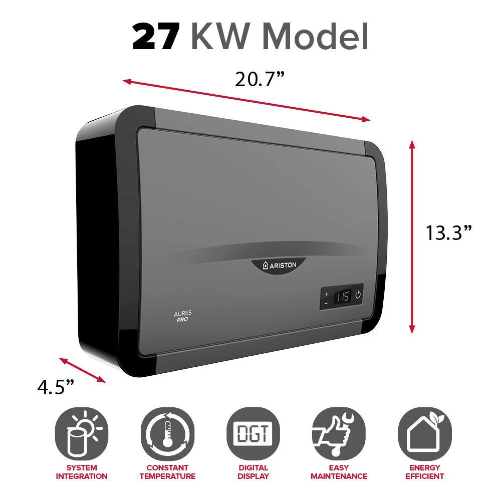 Ariston Aures Pro 27kW240-Volt 5.26 GPM Point of Use Electric Tankless Water Heater AURES PRO 27 240V US