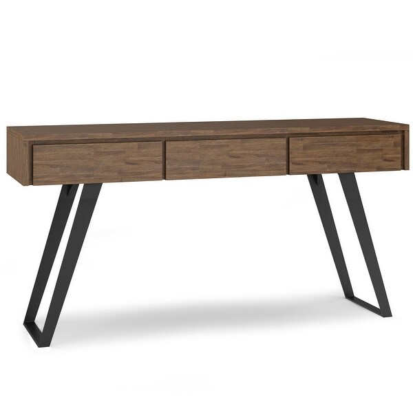 WYNDENHALL Mitchell SOLID ACACIA WOOD and Metal 60 inch Wide Modern Industrial Console Sofa Table - 60 W x 16 D x 30 H