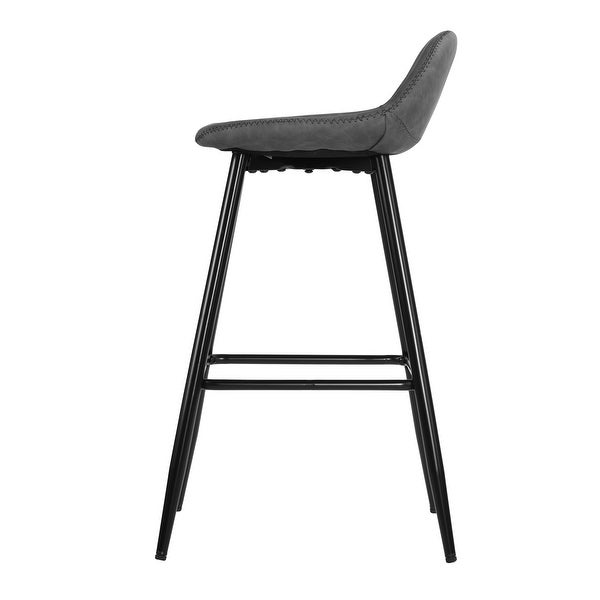 Cortesi Home Rain Counterstools with Faux Leather， Black Base (Set of 2)