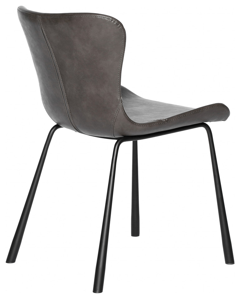 Set of Two Dark Gray Faux Faux Leather Side Chairs   Contemporary   Dining Chairs   by HomeRoots  Houzz