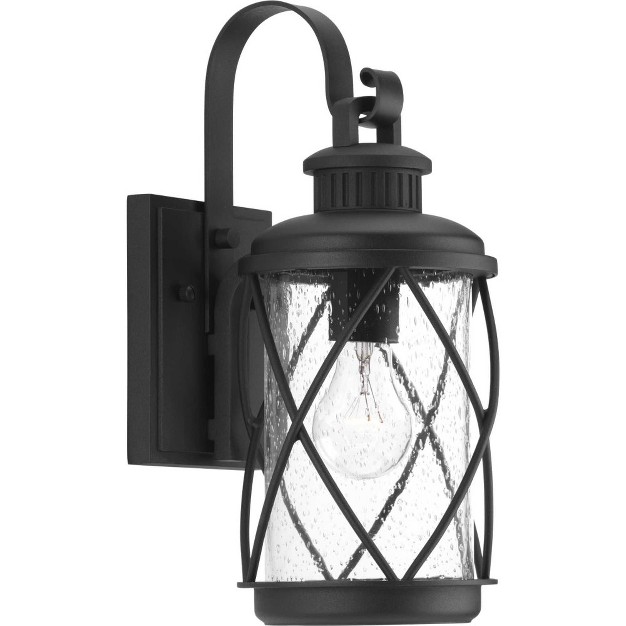 Progress Lighting Hollingsworth 1 light Outdoor Black Wall Lantern With Clear Seeded Glass Shade