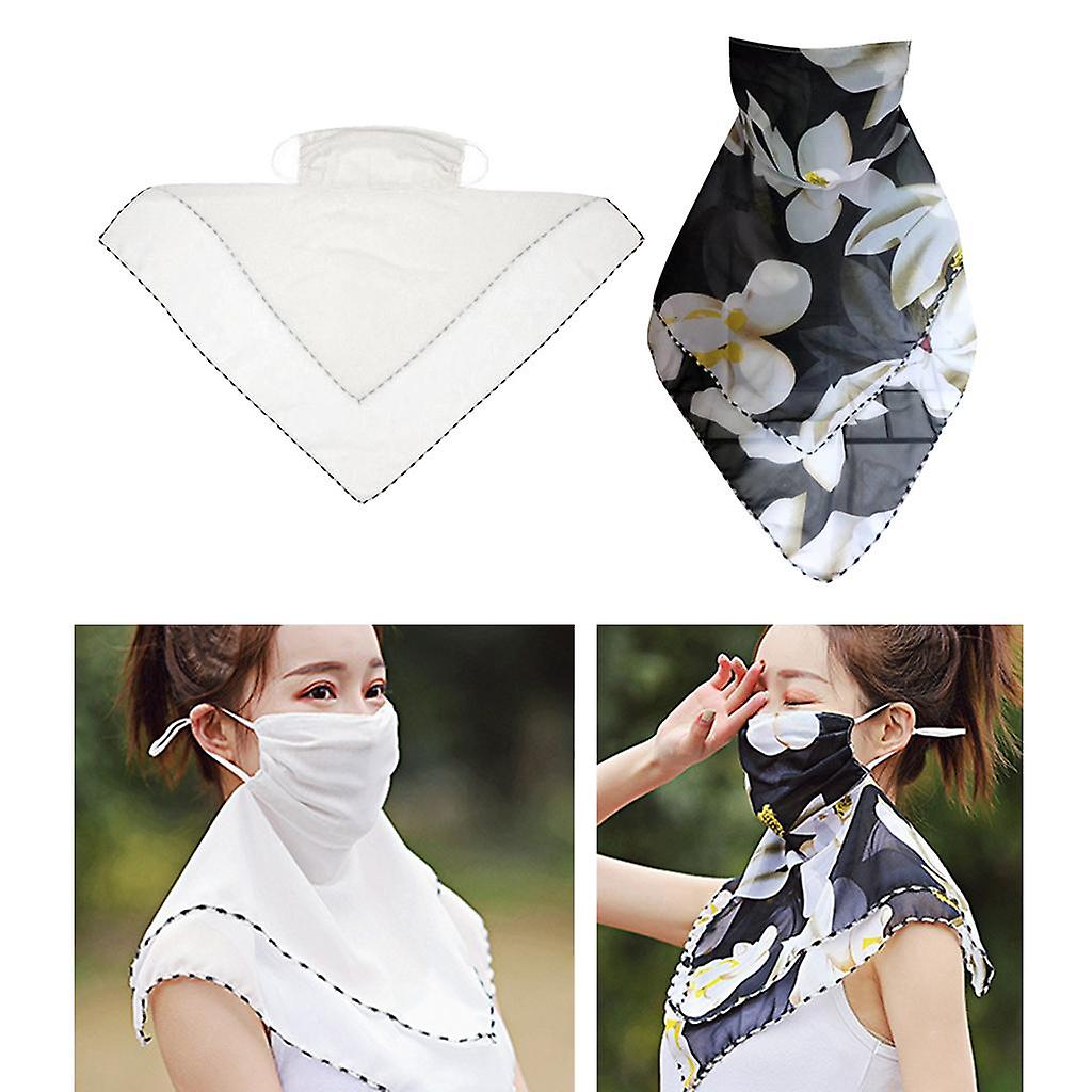 2pcs Half Face Mask Scarves Neck Gaiter Travel Uv Protection Thin Silky