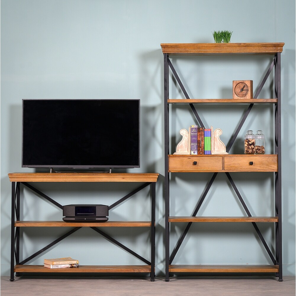Dakota Wood Metal Tall Etagere Bookshelf